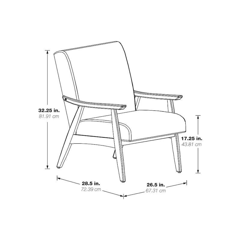 Fauteuil moderne du milieu du siècle avec pieds inclinés et accoudoirs en bois – Loutre / Azur / Mer / Anthracite / Lin – 1 place