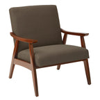 Fauteuil moderne du milieu du siècle avec pieds inclinés et accoudoirs en bois – Loutre / Azur / Mer / Anthracite / Lin – 1 place