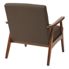 Fauteuil moderne du milieu du siècle avec pieds inclinés et accoudoirs en bois – Loutre / Azur / Mer / Anthracite / Lin – 1 place