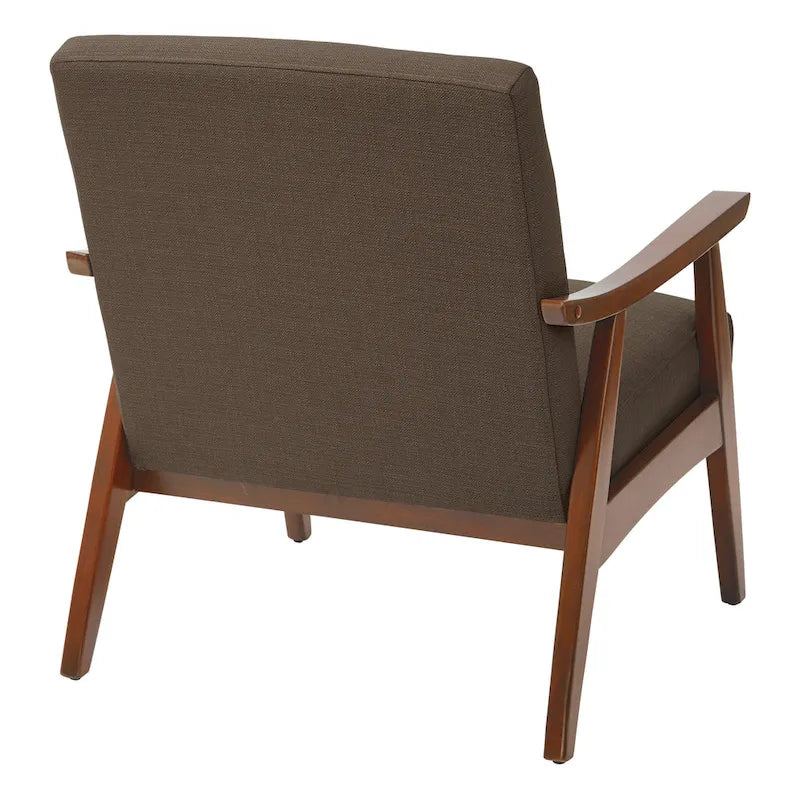 Fauteuil moderne du milieu du siècle avec pieds inclinés et accoudoirs en bois – Loutre / Azur / Mer / Anthracite / Lin – 1 place
