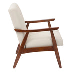 Fauteuil moderne du milieu du siècle avec pieds inclinés et accoudoirs en bois – Loutre / Azur / Mer / Anthracite / Lin – 1 place