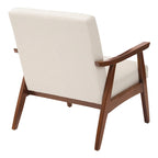 Fauteuil moderne du milieu du siècle avec pieds inclinés et accoudoirs en bois – Loutre / Azur / Mer / Anthracite / Lin – 1 place