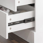 Bureau réglable en hauteur avec armoire et tiroirs intégrés – Blanc/Bois / Noir/Bois – 1 personne