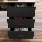 Bureau réglable en hauteur avec armoire et tiroirs intégrés – Blanc/Bois / Noir/Bois – 1 personne