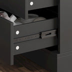 Bureau réglable en hauteur avec armoire et tiroirs intégrés – Blanc/Bois / Noir/Bois – 1 personne