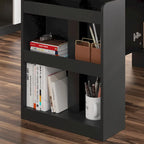 Bureau réglable en hauteur avec armoire et tiroirs intégrés – Blanc/Bois / Noir/Bois – 1 personne