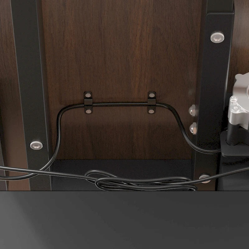Bureau réglable en hauteur avec armoire et tiroirs intégrés – Blanc/Bois / Noir/Bois – 1 personne