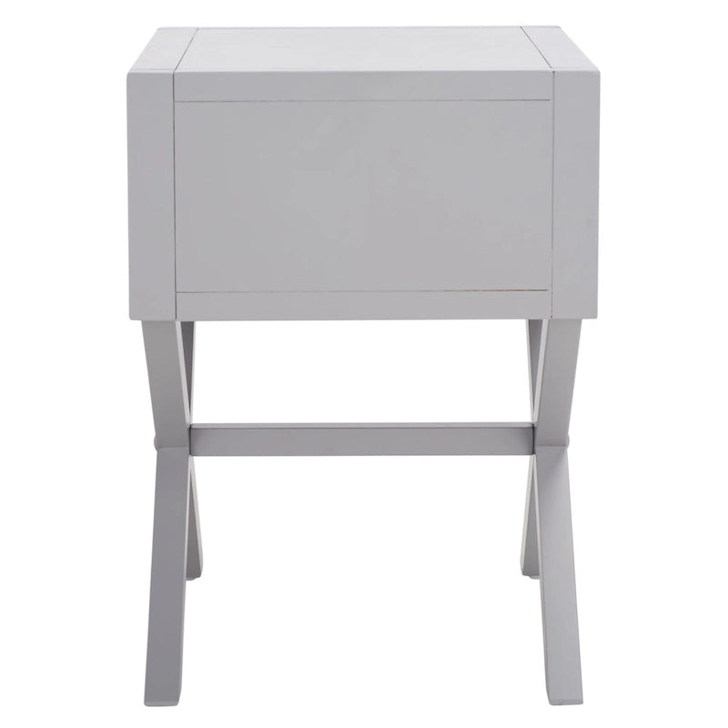 Campaign Style 1-Drawer Nightstand with Cross Base & Gold Pull – Turquoise / Antique White / Navy / Grey