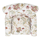Fauteuil club à accoudoirs roulés, revêtement en coton-lin imprimé et pieds espresso – Espresso / Rayures beiges / Rouge et blanc / Vert / Fleurs beiges / Bleu clair – 1 place