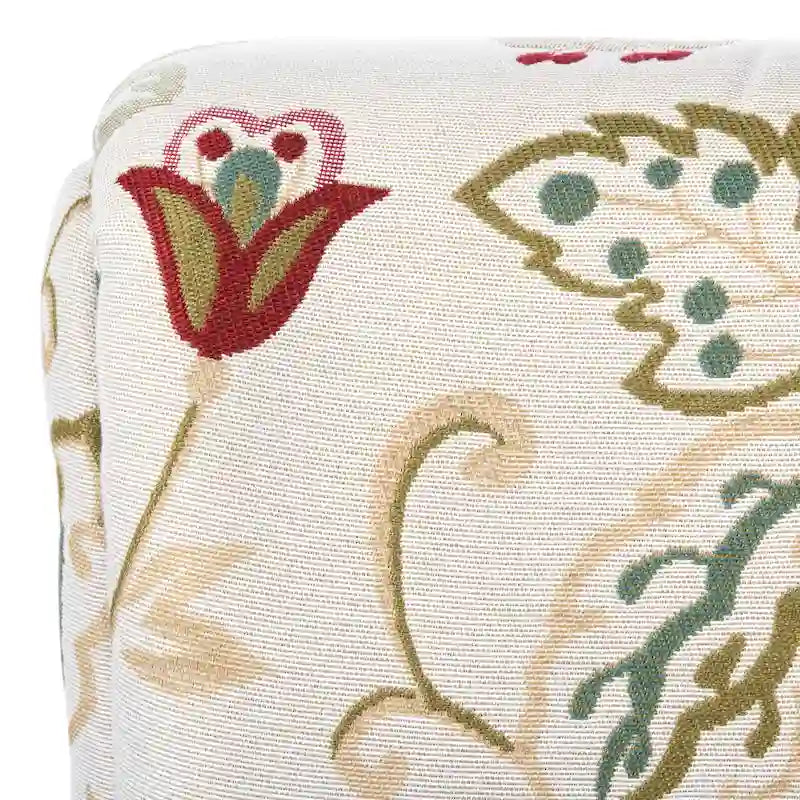 Fauteuil club à accoudoirs roulés, revêtement en coton-lin imprimé et pieds espresso – Espresso / Rayures beiges / Rouge et blanc / Vert / Fleurs beiges / Bleu clair – 1 place