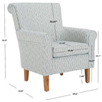 Fauteuil club à accoudoirs roulés, revêtement en coton-lin imprimé et pieds espresso – Espresso / Rayures beiges / Rouge et blanc / Vert / Fleurs beiges / Bleu clair – 1 place