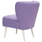 Fauteuil d'appoint rayé arc-en-ciel Mid-Century avec plissé cannelé et pieds en bouleau noir – Multicolore/Champignon / Violet – 1 place