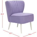 Fauteuil d'appoint rayé arc-en-ciel Mid-Century avec plissé cannelé et pieds en bouleau noir – Multicolore/Champignon / Violet – 1 place