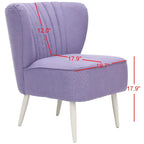 Fauteuil d'appoint rayé arc-en-ciel Mid-Century avec plissé cannelé et pieds en bouleau noir – Multicolore/Champignon / Violet – 1 place