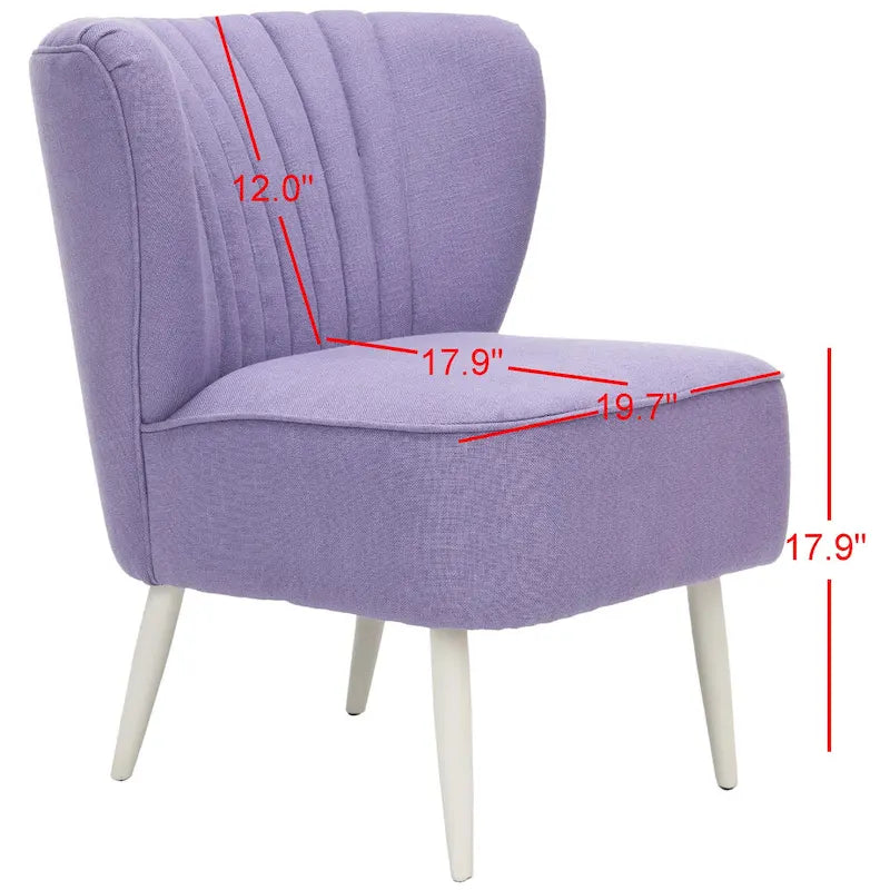 Fauteuil d'appoint rayé arc-en-ciel Mid-Century avec plissé cannelé et pieds en bouleau noir – Multicolore/Champignon / Violet – 1 place
