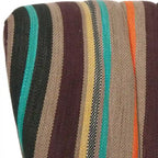 Fauteuil d'appoint rayé arc-en-ciel Mid-Century avec plissé cannelé et pieds en bouleau noir – Multicolore/Champignon / Violet – 1 place