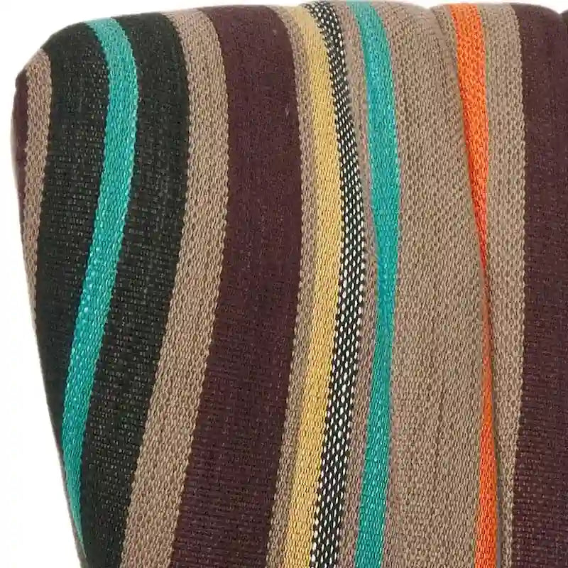 Fauteuil d'appoint rayé arc-en-ciel Mid-Century avec plissé cannelé et pieds en bouleau noir – Multicolore/Champignon / Violet – 1 place