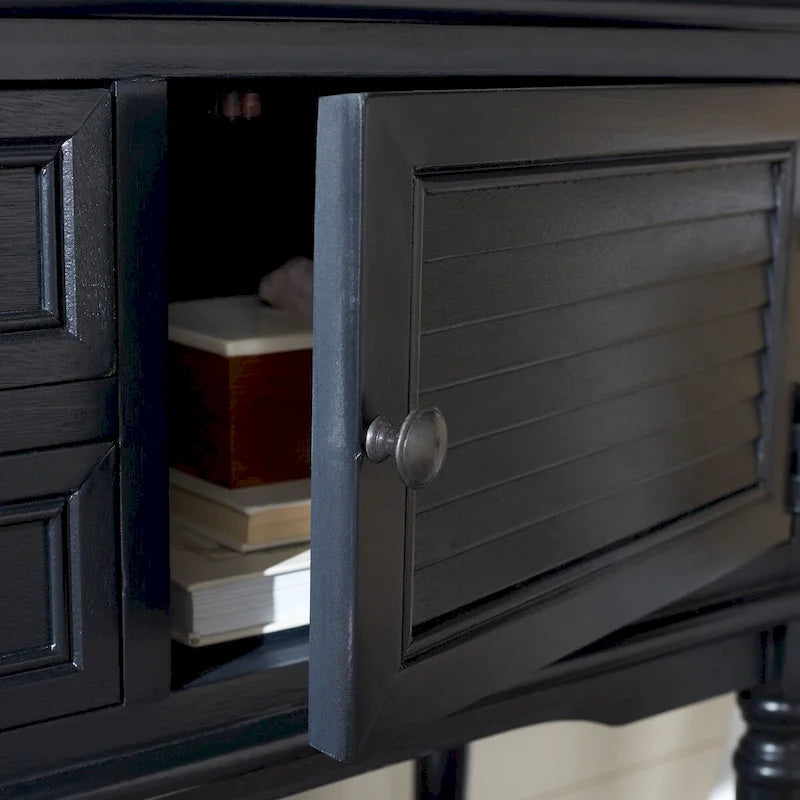Farmhouse Console Table with 2 Drawers & 2 Doors – Distressed Grey / Black / Greige / Distressed White