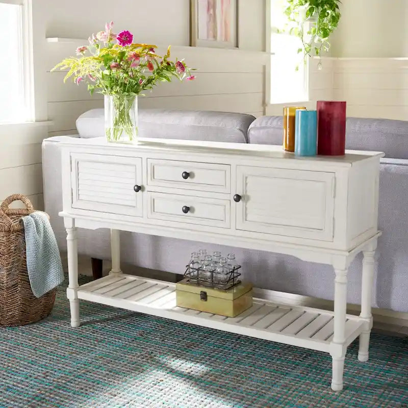 SAFAVIEH Vella 2-Drawer 2 Door Console Table - 47.3 W x 13 L x 29.5 H - 47Wx13Dx30H