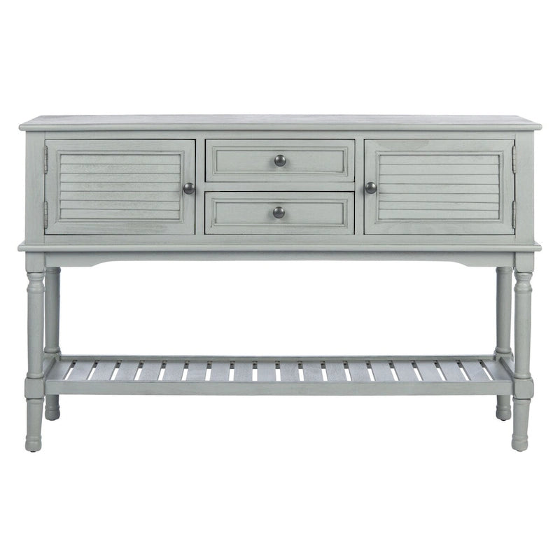 Console de ferme avec 2 tiroirs et 2 portes – Gris vieilli / Noir / Greige / Blanc vieilli
