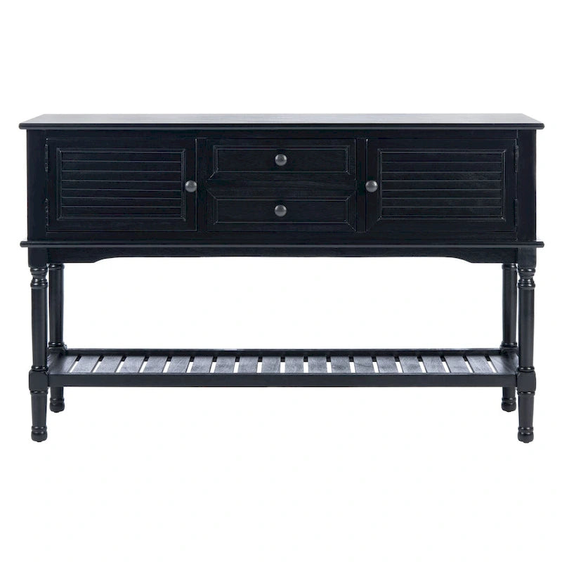 Console de ferme avec 2 tiroirs et 2 portes – Gris vieilli / Noir / Greige / Blanc vieilli