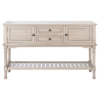 Console de ferme avec 2 tiroirs et 2 portes – Gris vieilli / Noir / Greige / Blanc vieilli