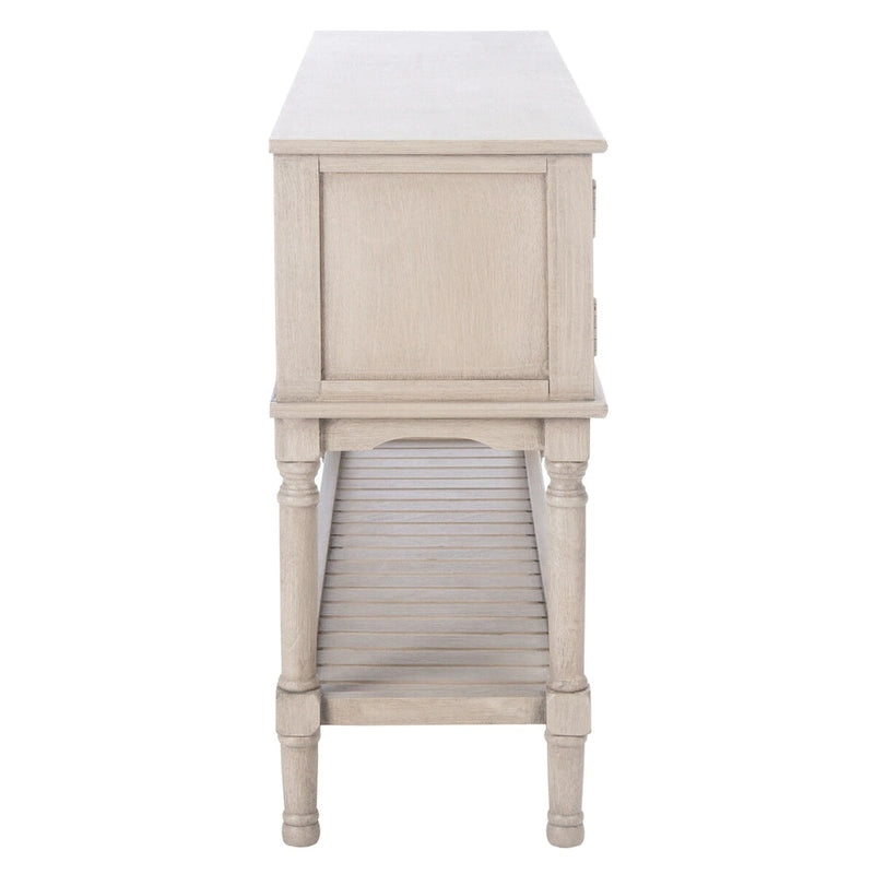 Console de ferme avec 2 tiroirs et 2 portes – Gris vieilli / Noir / Greige / Blanc vieilli