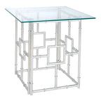 Table d'appoint en verre de style Chinoiserie faux bambou – Argent