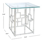 Table d'appoint en verre de style Chinoiserie faux bambou – Argent