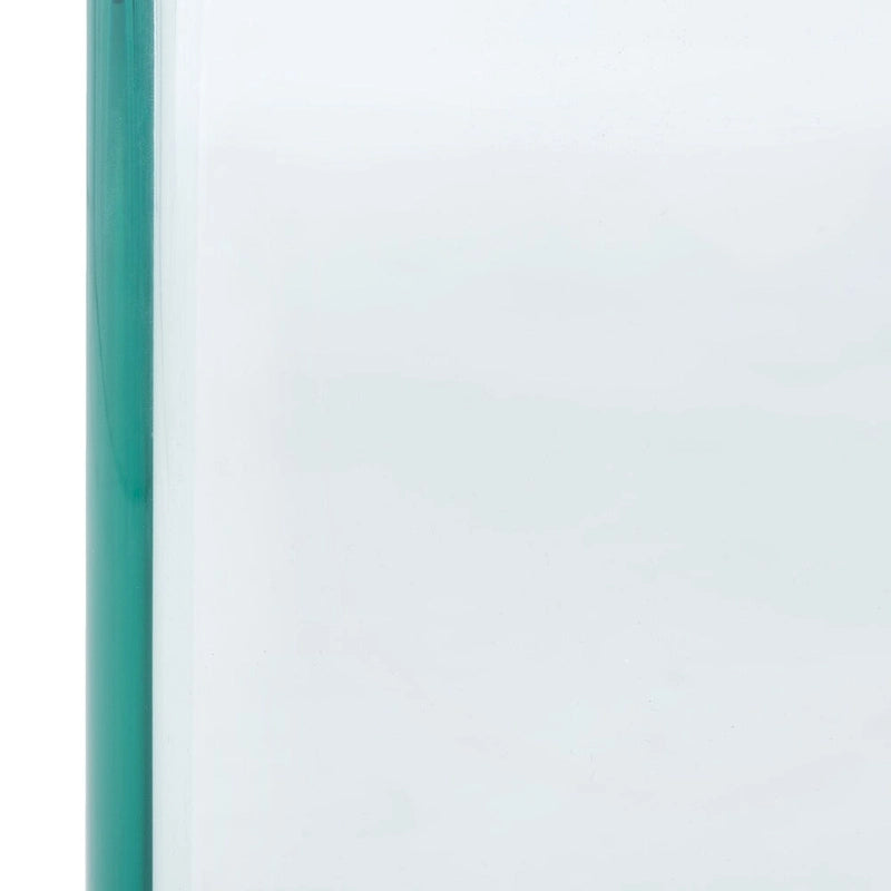 Table basse ovale en verre trempé avec piédestal géométrique – Transparent