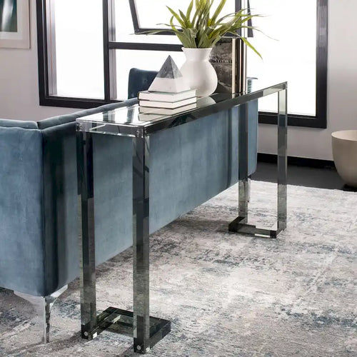 Console acrylique avec pieds Clé grecque – Noir / Transparent