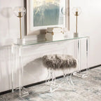 Console acrylique avec pieds Clé grecque – Noir / Transparent