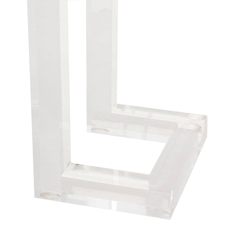 Acrylic Console Table with Greek Key Legs – Black / Clear