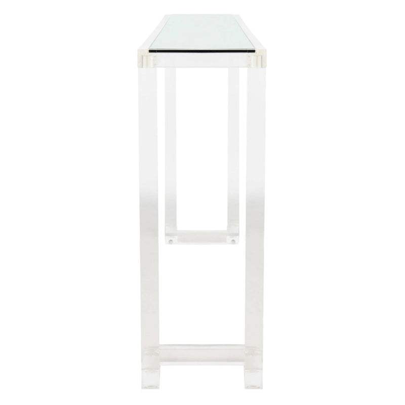 Console acrylique avec pieds Clé grecque – Noir / Transparent