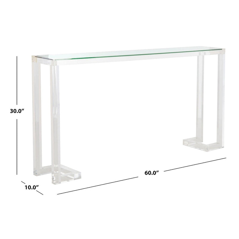 Console acrylique avec pieds Clé grecque – Noir / Transparent