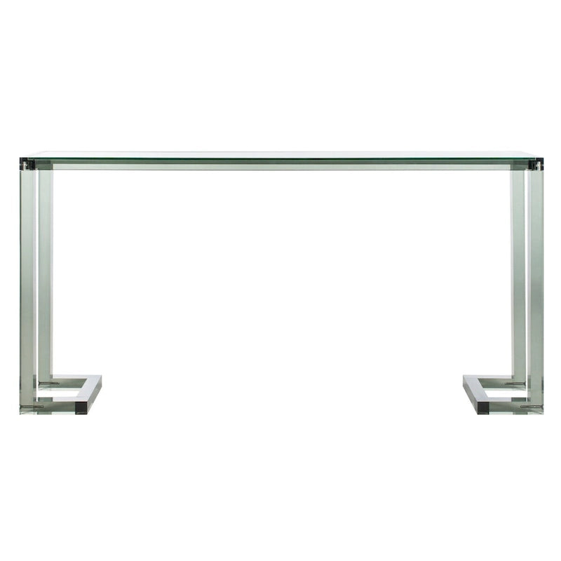 Console acrylique avec pieds Clé grecque – Noir / Transparent