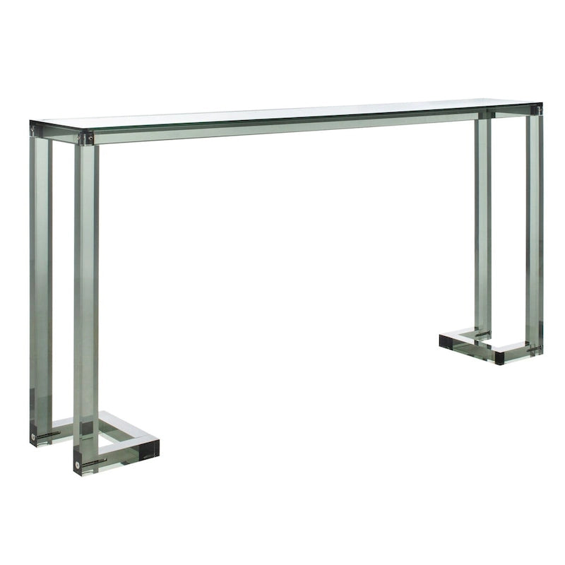 Console acrylique avec pieds Clé grecque – Noir / Transparent