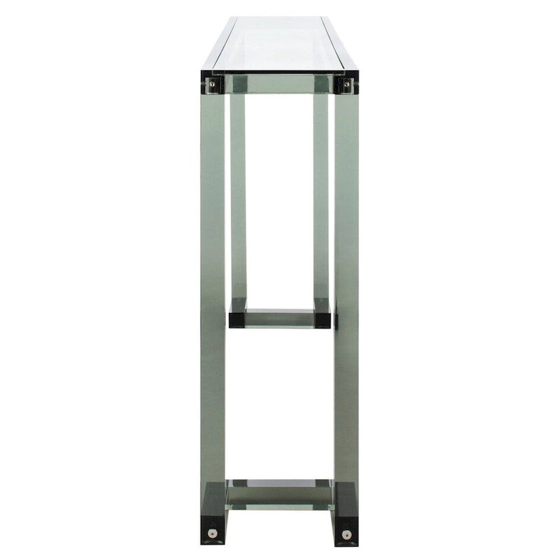Console acrylique avec pieds Clé grecque – Noir / Transparent