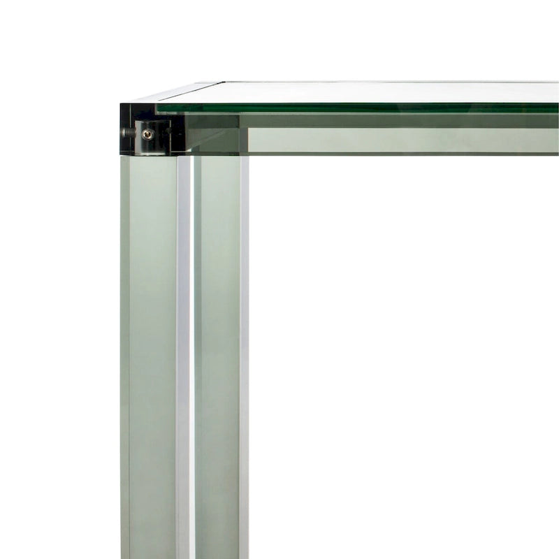 Console acrylique avec pieds Clé grecque – Noir / Transparent