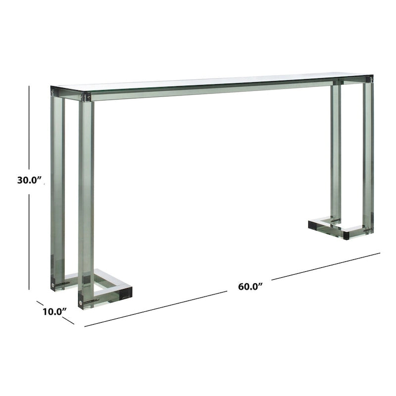 Console acrylique avec pieds Clé grecque – Noir / Transparent