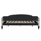 Lit de repos rembourré capitonné pleine grandeur avec 2 tiroirs de rangement – Beige – 1 personne