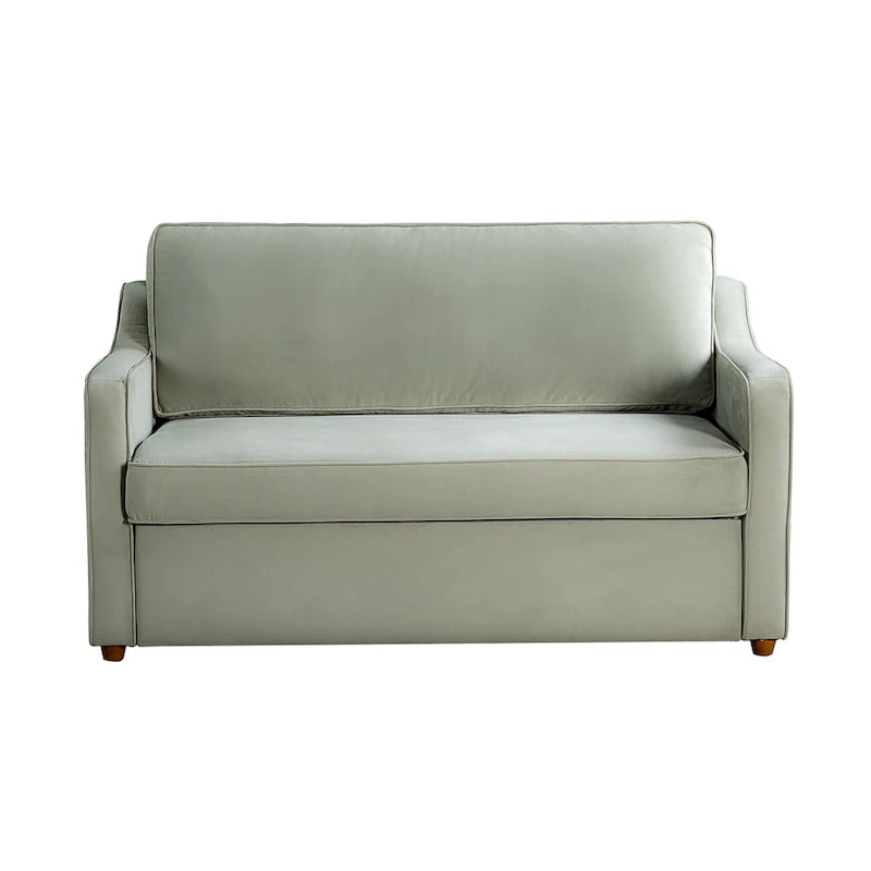 Convertible Loveseat Sofa with Pull-Out Bed & Chaise Mode – Mauve / Sage – 2-Seater / Sleeper