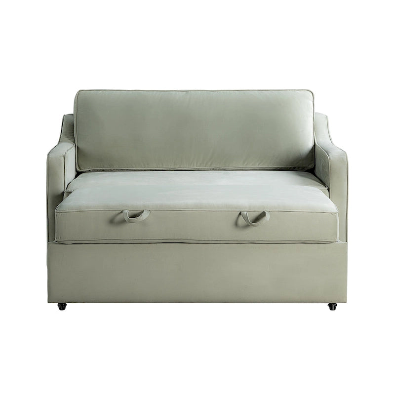 Canapé-lit convertible avec lit gigogne et mode chaise longue – Mauve / Sauge – 2 places / Couchage