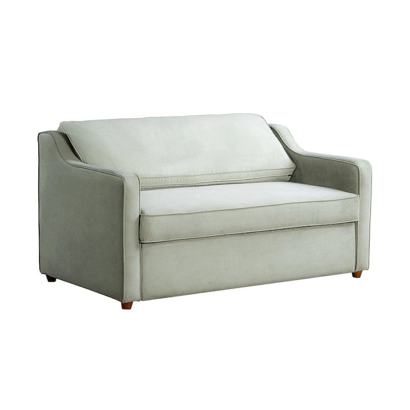 Canapé-lit convertible avec lit gigogne et mode chaise longue – Mauve / Sauge – 2 places / Couchage