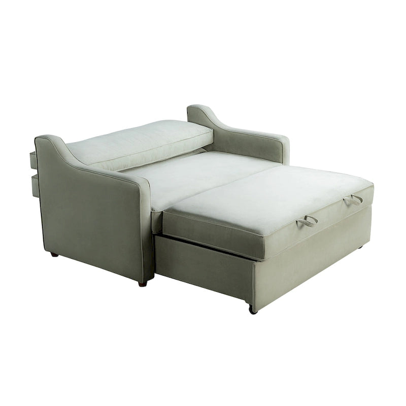 Canapé-lit convertible avec lit gigogne et mode chaise longue – Mauve / Sauge – 2 places / Couchage
