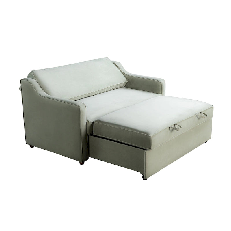 Canapé-lit convertible avec lit gigogne et mode chaise longue – Mauve / Sauge – 2 places / Couchage