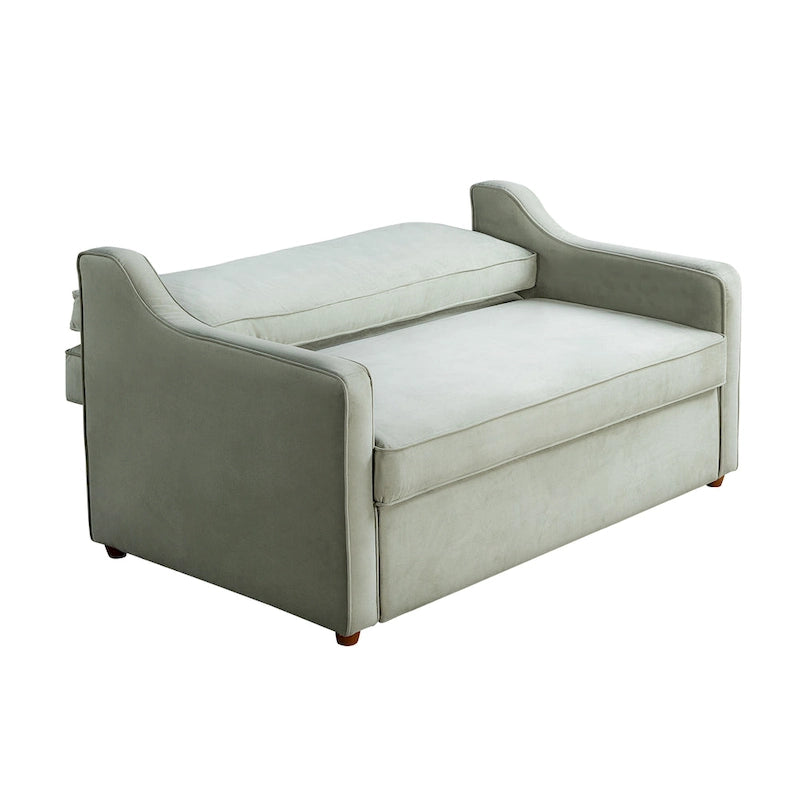 Canapé-lit convertible avec lit gigogne et mode chaise longue – Mauve / Sauge – 2 places / Couchage