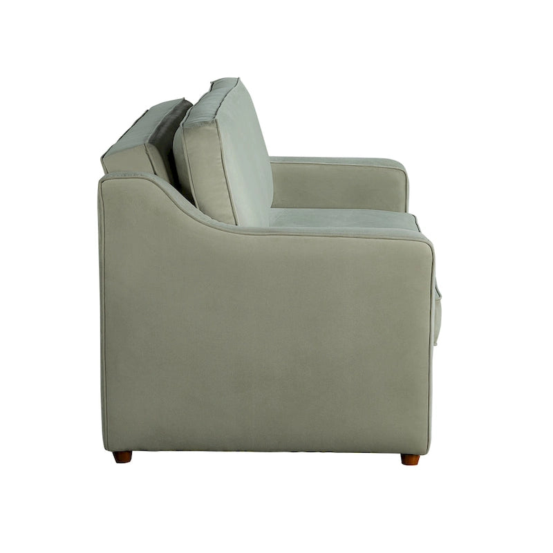 Canapé-lit convertible avec lit gigogne et mode chaise longue – Mauve / Sauge – 2 places / Couchage