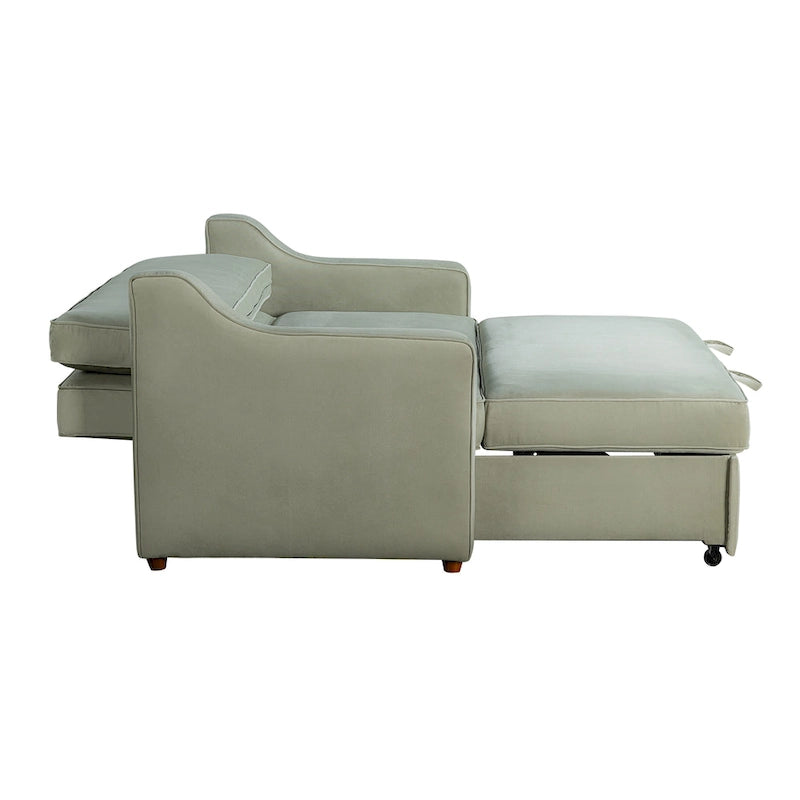 Canapé-lit convertible avec lit gigogne et mode chaise longue – Mauve / Sauge – 2 places / Couchage