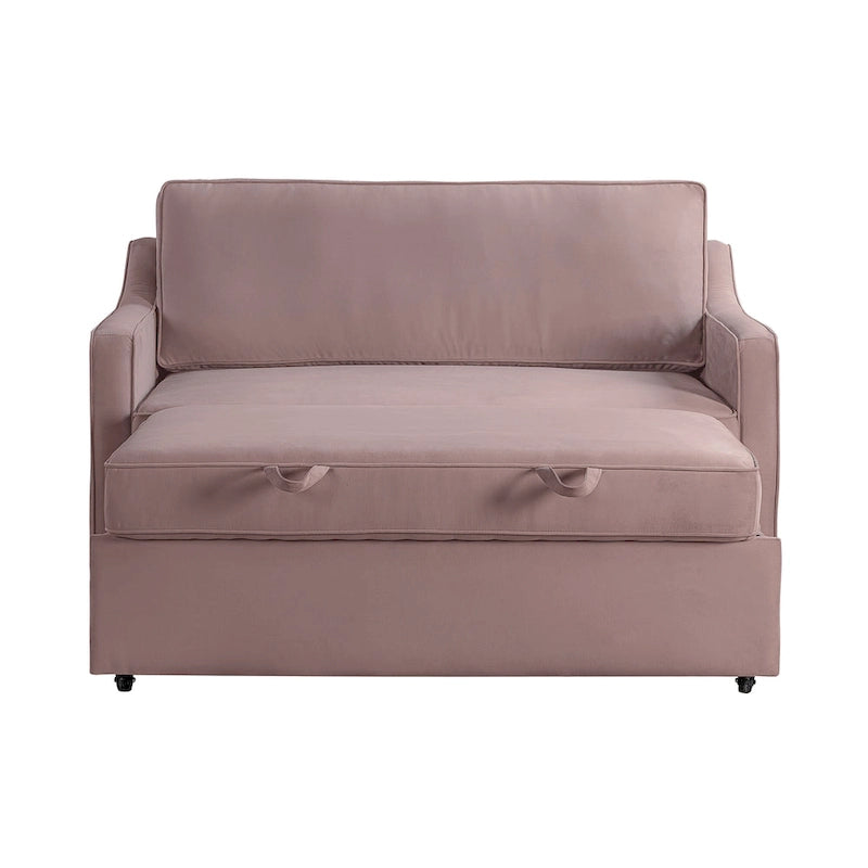 Canapé-lit convertible avec lit gigogne et mode chaise longue – Mauve / Sauge – 2 places / Couchage